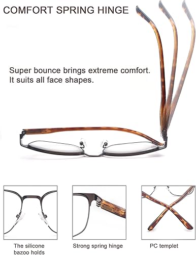 Miniatura 4 de HEEYYOK Paquete de 4 lentes de lectura para hombres y mujeres, lentes de lectura con bloqueo de luz azul, lectores de metal