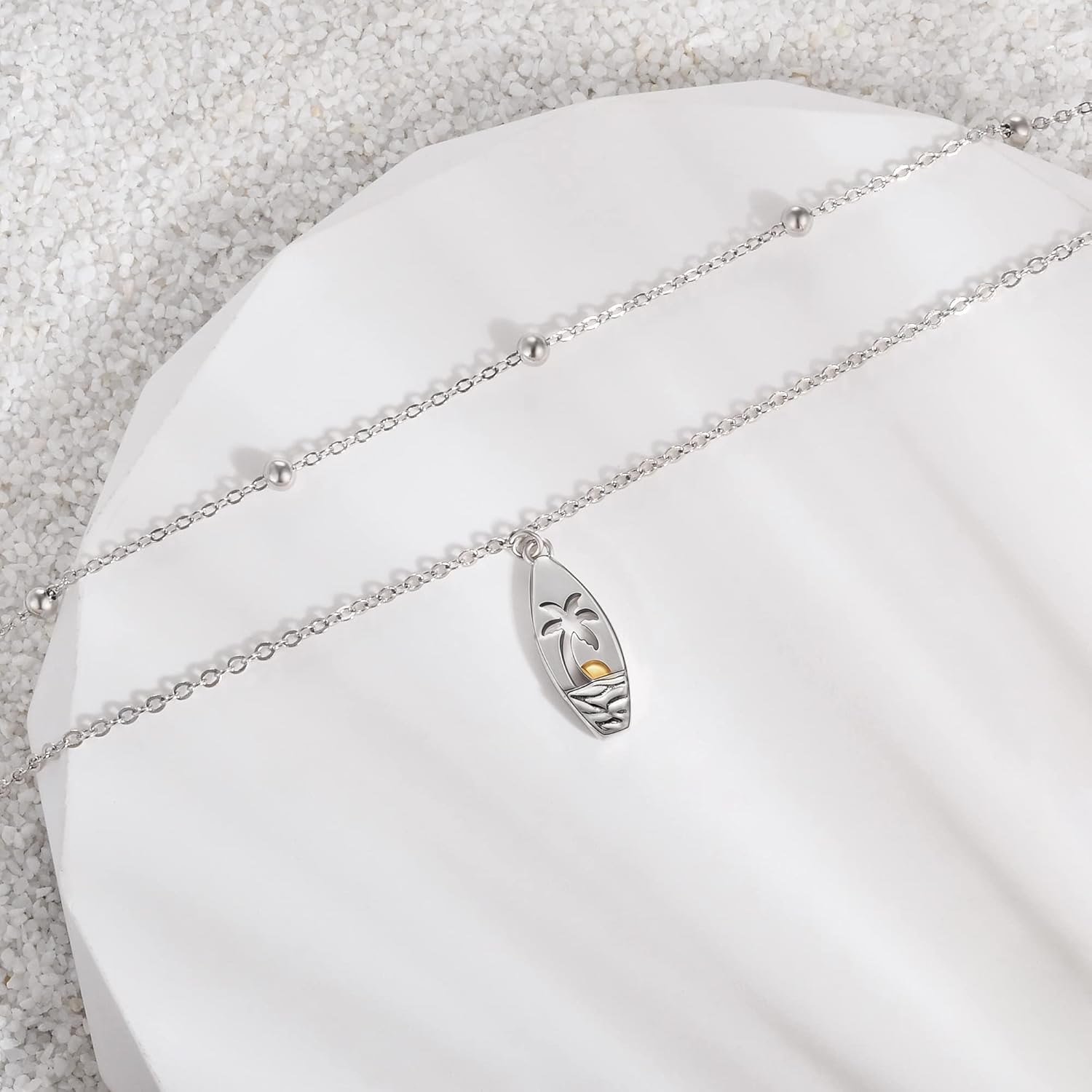 CHIC & ARTSY 925 Sterling Silver Ankle Bracelets for Women, Dainty Adjustable Layered Foot Chains with Symbolic Charms, Boho Beach Everyday Lightweight Jewelry - Image 4