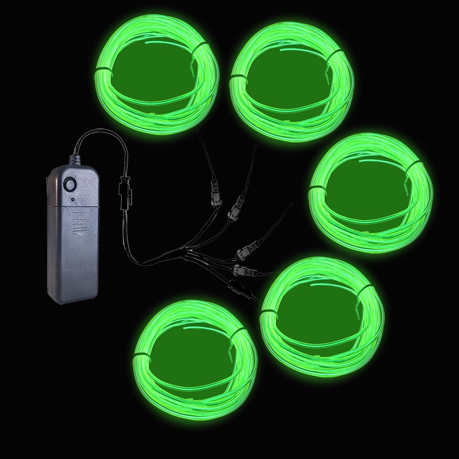 Gcidto Neon Light 5-in-1 Metre EL Wire, a Decorative Lighting Strip with Three Illumination Modes, Suitable for Various Occasions Such as Birthday Parties, Halloween, and More. (Fluorescent Green)
