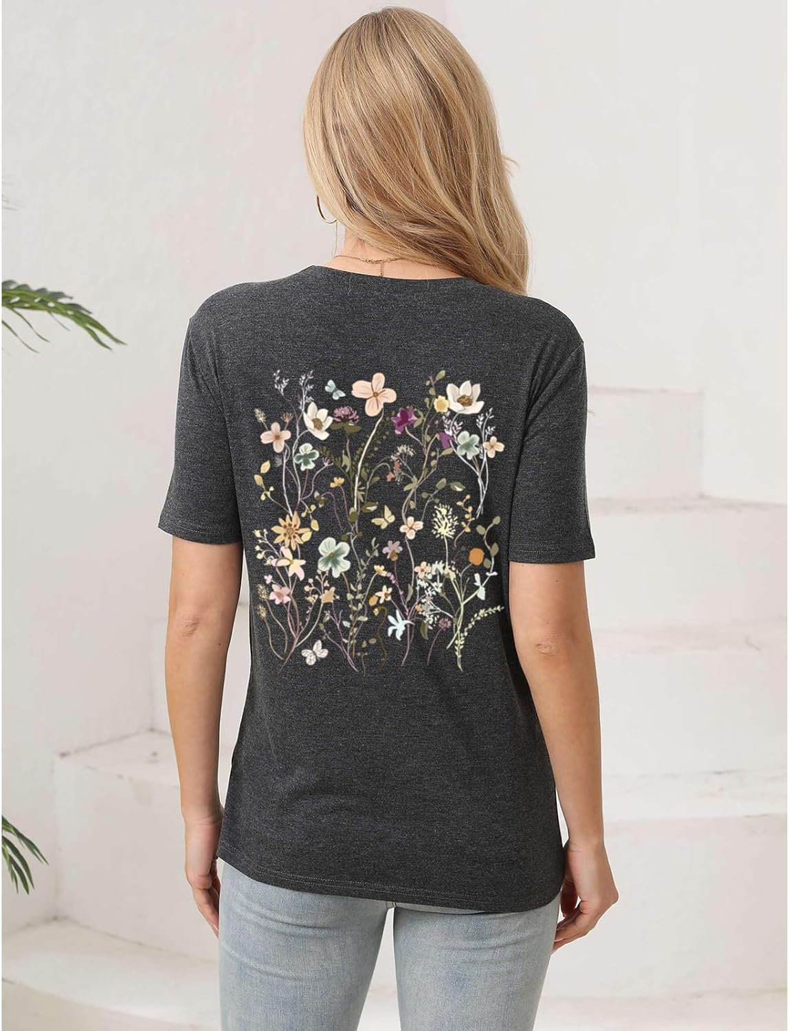 Vintage Floral Flower Shirts for Women Boho Wildflowers Graphic Tees Cute Botanical Tshirt Garden Lover Tops - Image 5