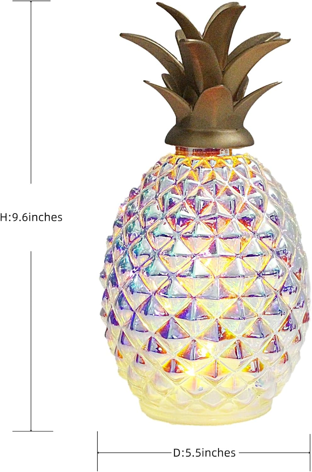 Mercury Glass Pineapple Lamp with Timer, Pineapple Fairy Lights,Glass Table lamp,Battery Operated Led Night Light for Kids Room,Bedroom,Home Decoration (Colorful)