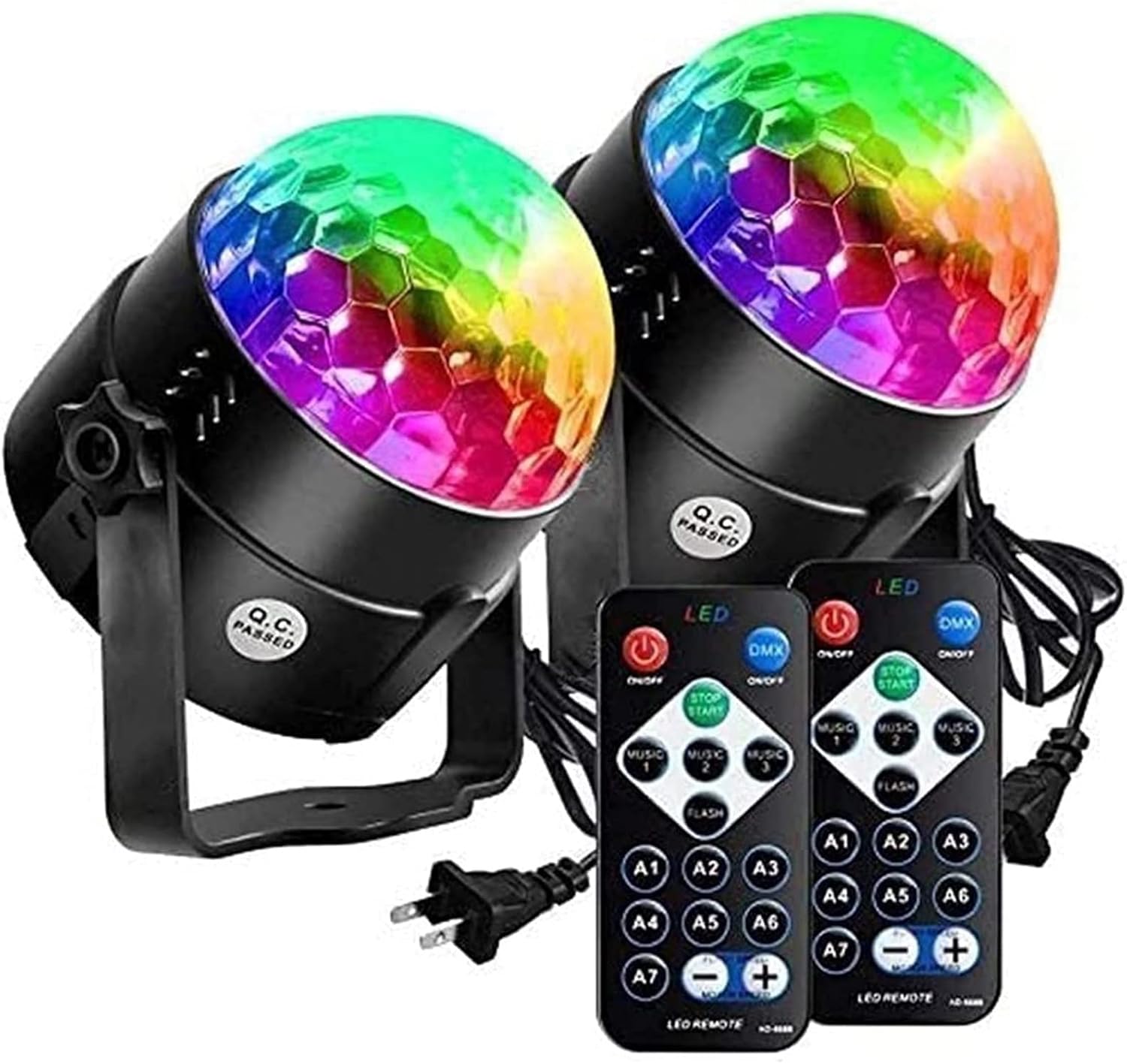 [2-Pack] Sound Activated Party Lights with Remote Control Dj Lighting, RGB Disco Ball Light, Strobe Lamp 7 Modes Stage Par Light,for Home Room Dance Parties Birthday Bar Karaoke
