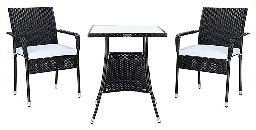 Outdoor Collection Laban Black/White Cushion 3-Piece Bistro Set PAT7718A