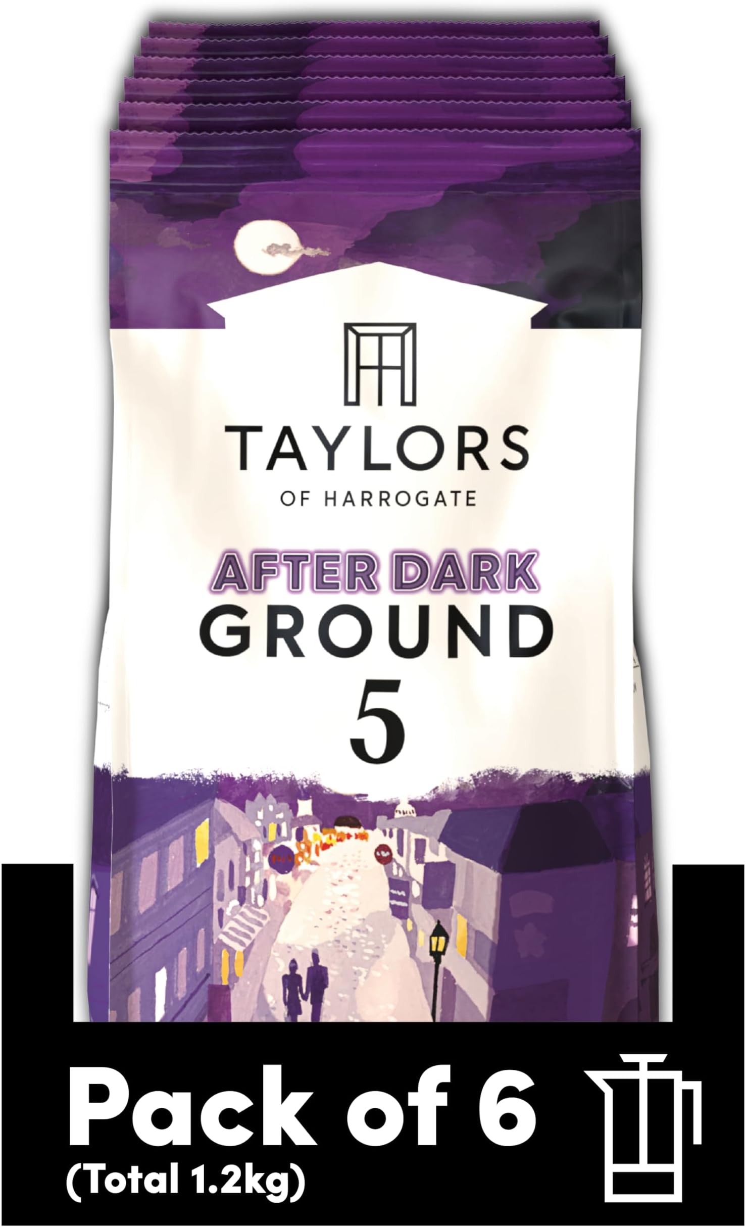 Taylors of Harrogate After Dark Ground Coffee, 200 g (Pack of 6 - Total 1.2kg)