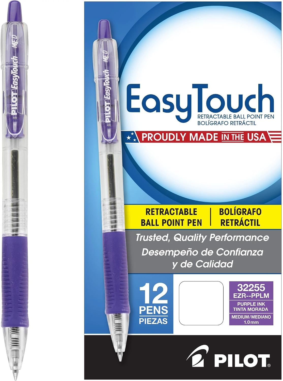Pilot Easytouch Ballpoint Pen, Retractable, Medium 1 Mm, Red Ink, Clear Barrel, Dozen image 5