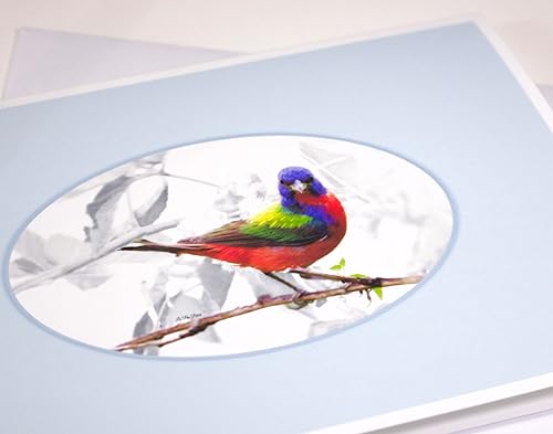 Painted Bunting Note Card  Bird Stationery wEnvelopes  Colorful Bird Photography  Blank Inside - 4.5" x 6.25" Notecards (Set of 8)