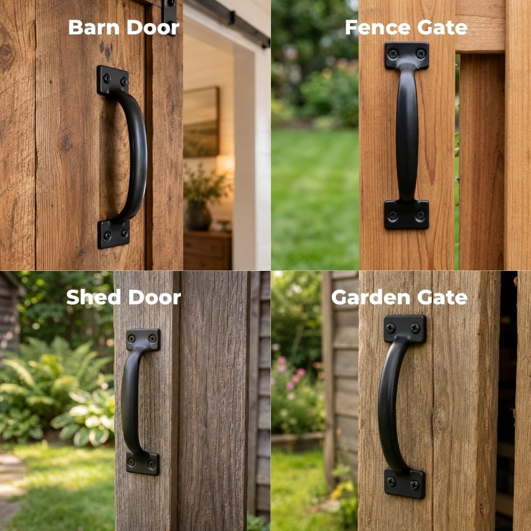 15 Pack, Premium Black Pull Handle 5-3/4" Utility Door Pulls, Black Handles for Home Improvement, Barn Door Hardware with Screws image 2