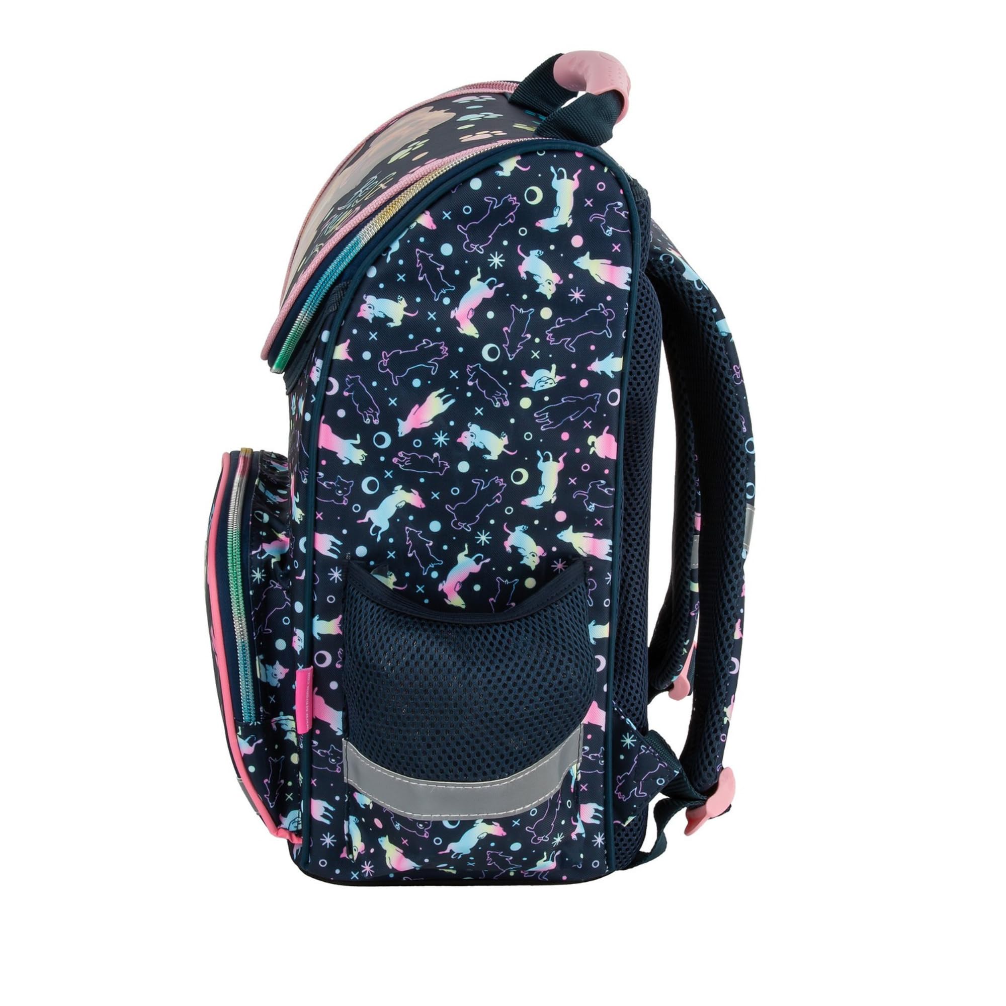 Goldkids - Schulranzen für Jungen und Mädchen, 4er-Set - Schul-Rucksack für Kinder mit Federmäppchen - Schuhbeutel und Hausaufgabenheft - Hund Motiv - 1-3 Klasse