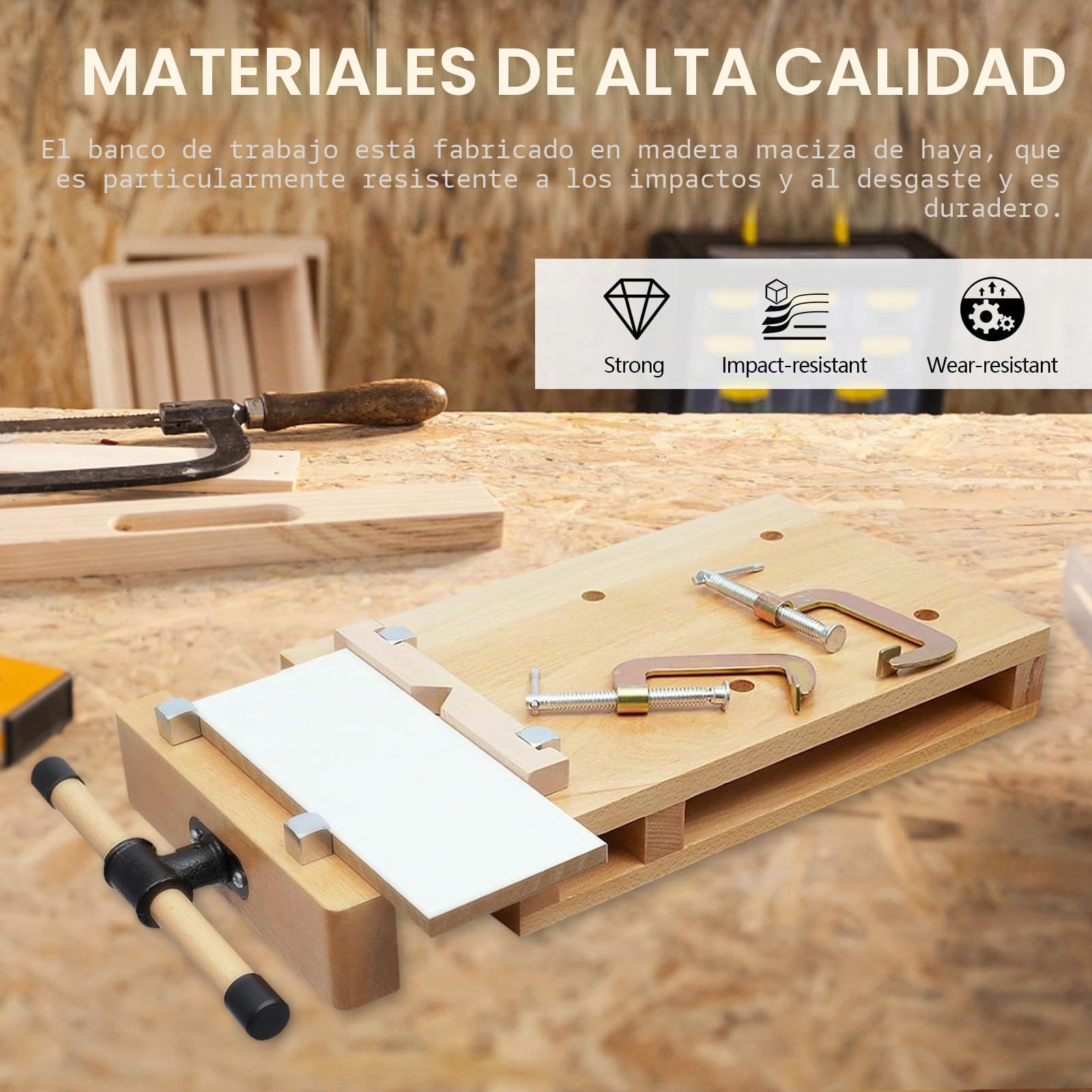 Banco de Carpintero, Mini Banco De Trabajo Portátil con Tornillo Carpinteria Mesa de Trabajo Taller Móvil Torno para Madera Adecuado para Tallado, Corte, SujecióN, Cepillado