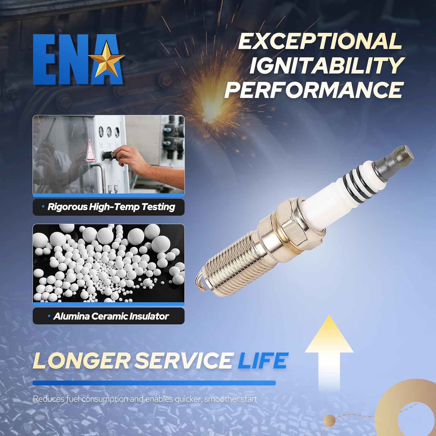 ENA Set of 6 Iridium Spark Plug Compatible with Buick Chevrolet GMC Oldsmobile Hummer Isuzu Pontiac Saab Saturn Rainier Cobalt Colorado HHR Malibu Trailblazer 2002-2012 Replacement for 41-103 12625058