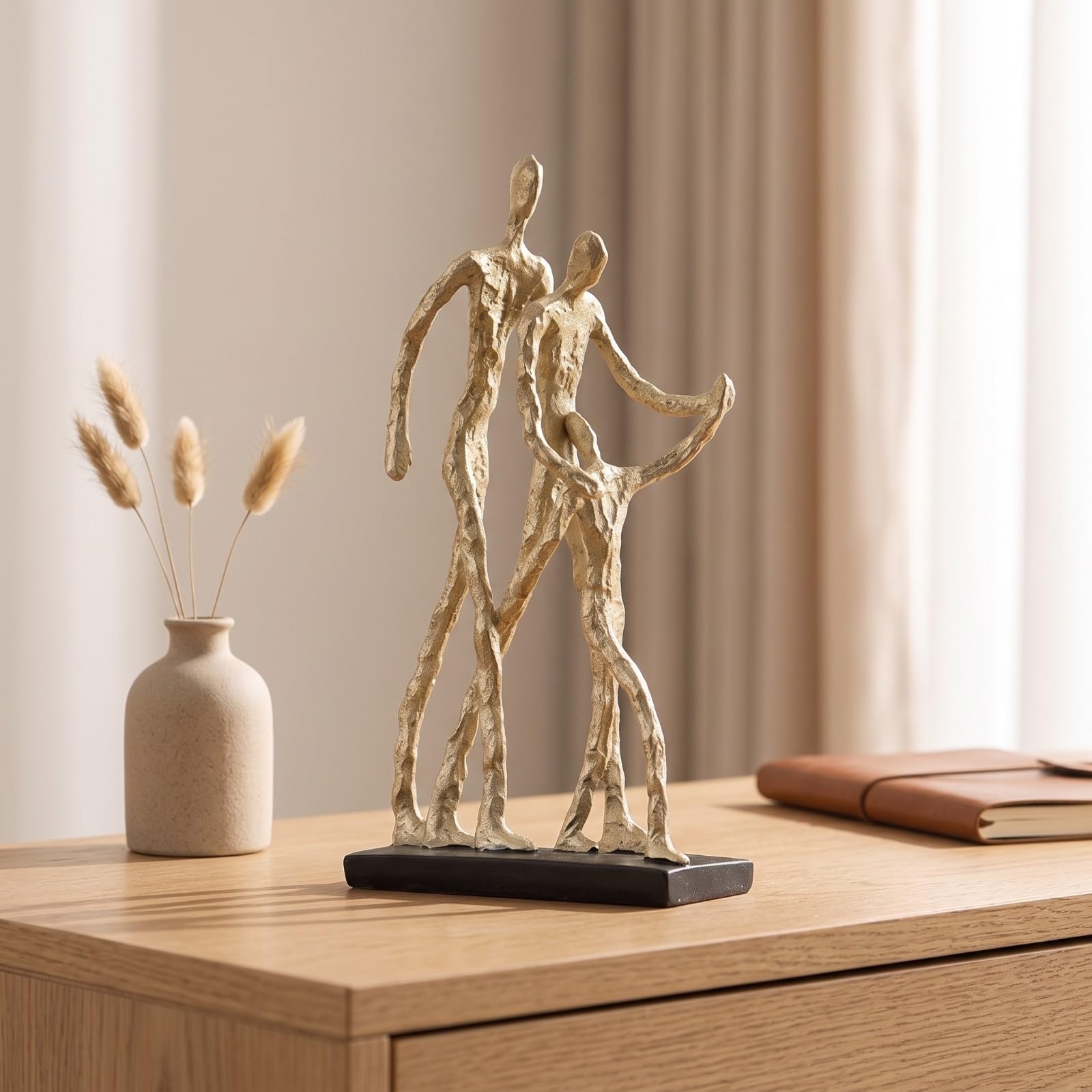 KESOTO Figura con Figuras Individuos Elegante | Nórdico, Figura Base Estable, para Mesa, Bronce