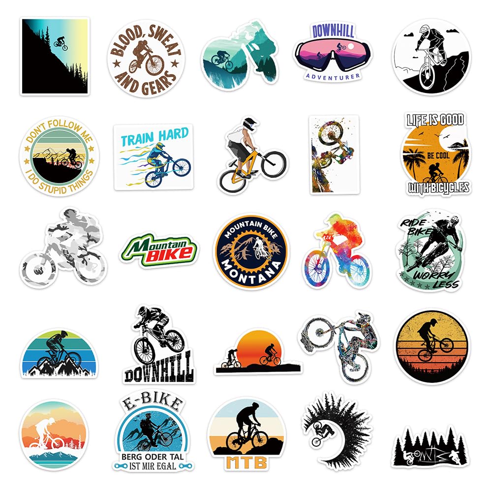 Trendy Cycling Vinyl Stickers, 50 PCS Waterproof Sports Decals for Laptops Scrapbooking, Journals, Notebooks, Water Bottles - Image 2