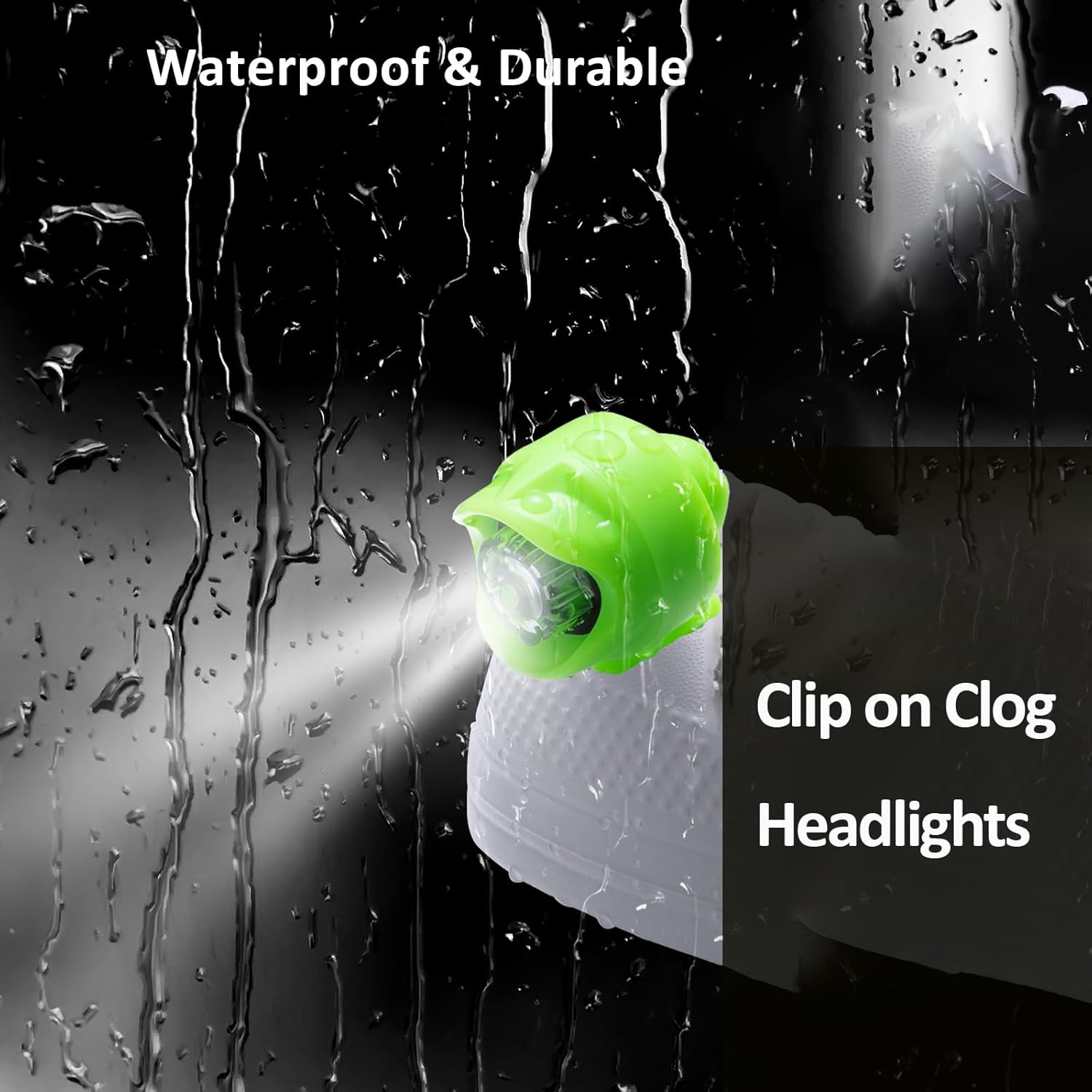 RAHAN Rechargeable Flashlights Compatible with Croc,2 PCs Flashlights Attachment for Shoe, LED Clogs Light with 3 Light Modes for Dog Walking, Camping, Running, Suitable for Adults Kids, Green