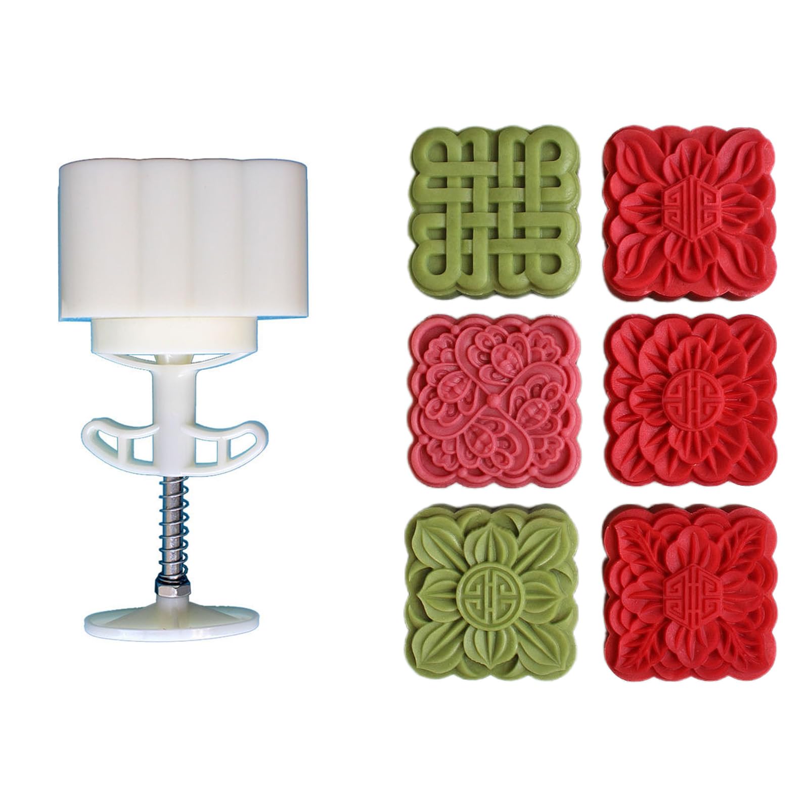 Snorvixre MidAutumn Festival Desserts Maker Square Flower Pattern Molds Cookie Stamp Hand Press Cookie Dessert Cutter Maker