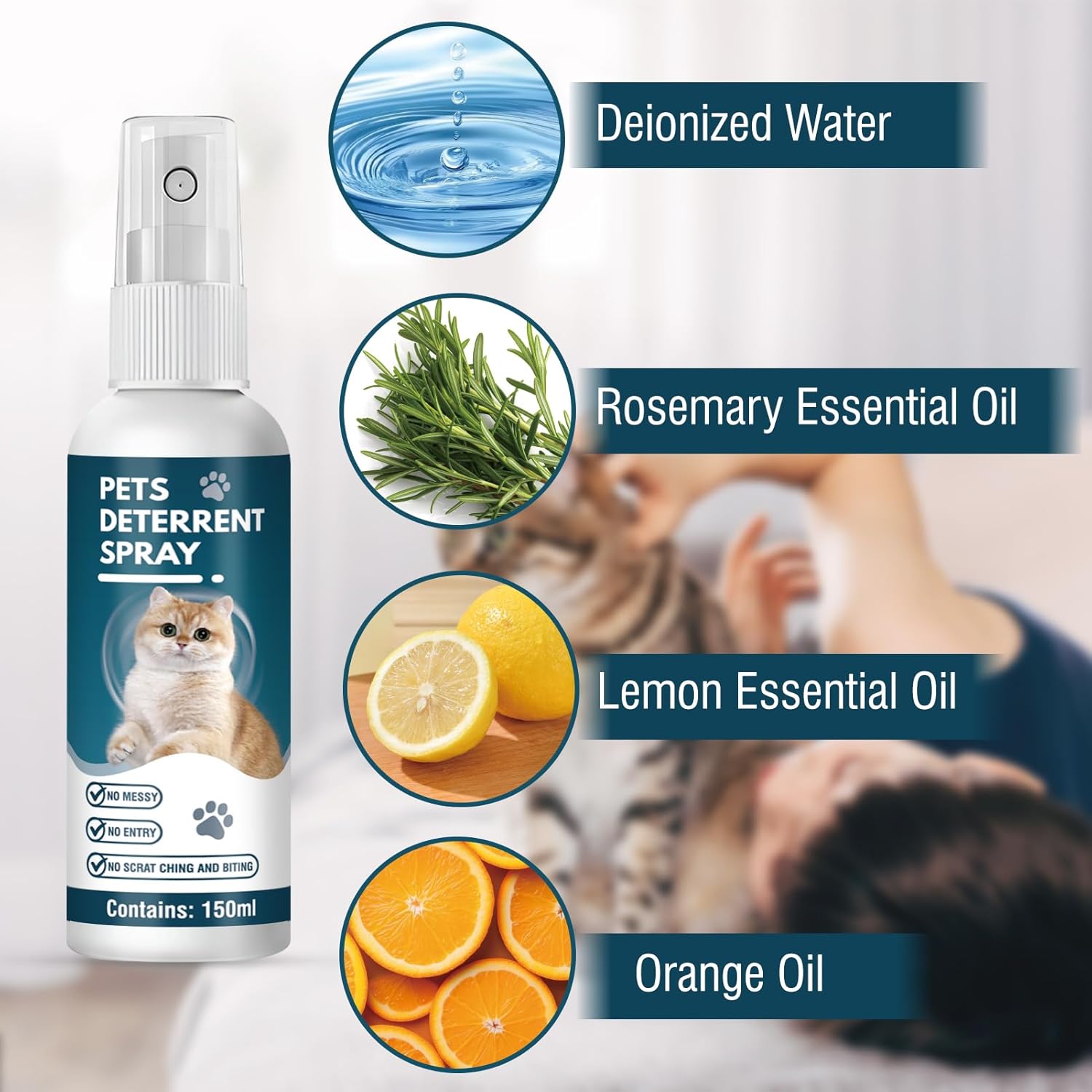 Bitter Spray Bitter Spray for Cats to Stop Chewing,150ml No Chew Spray for Dogs and Cats,Deterrent Spray for Furniture, Behavior Training Spray with Alcohol Free, Pet Corrector Spray - Image 3