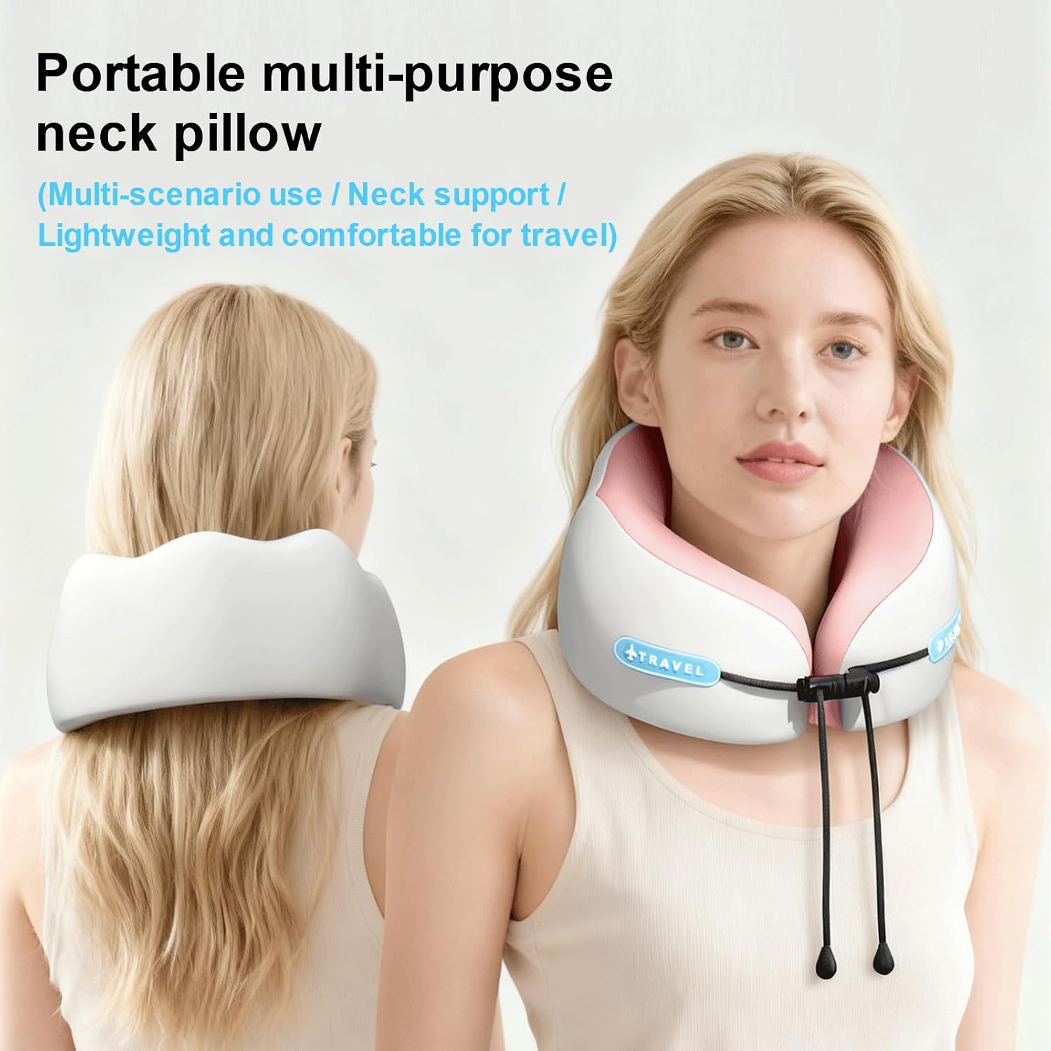 Pink Memory Foam Travel Neck Pillow - Ergonomic Support for Airplanes, Long Flights & Car Rides | Premium Comfort with Washable Cover & Portable Storage Box