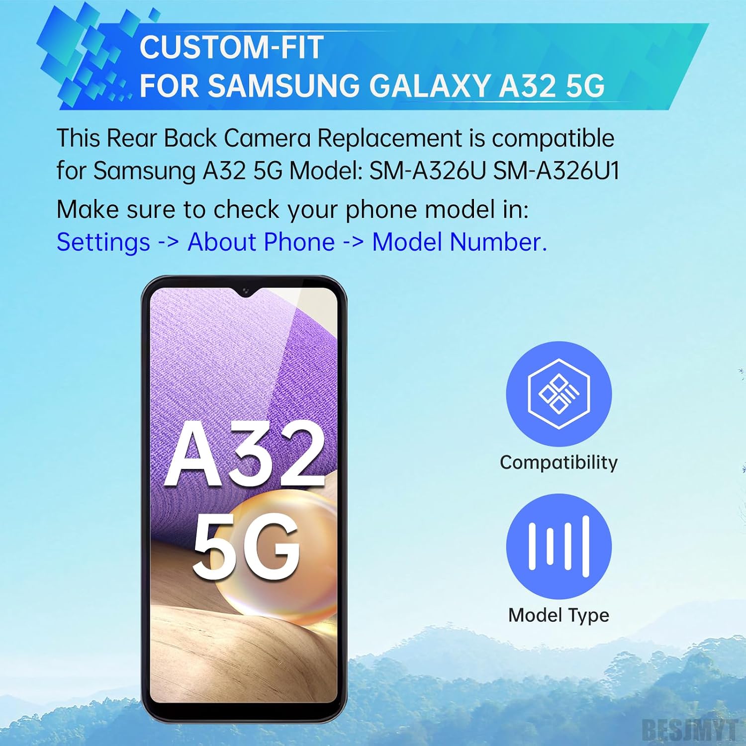 Rear Main Camera Replacement for Samsung Galaxy A32 5G | Back Camera Module Part Repair Fix Model Number SM-A326U SM-A326U1