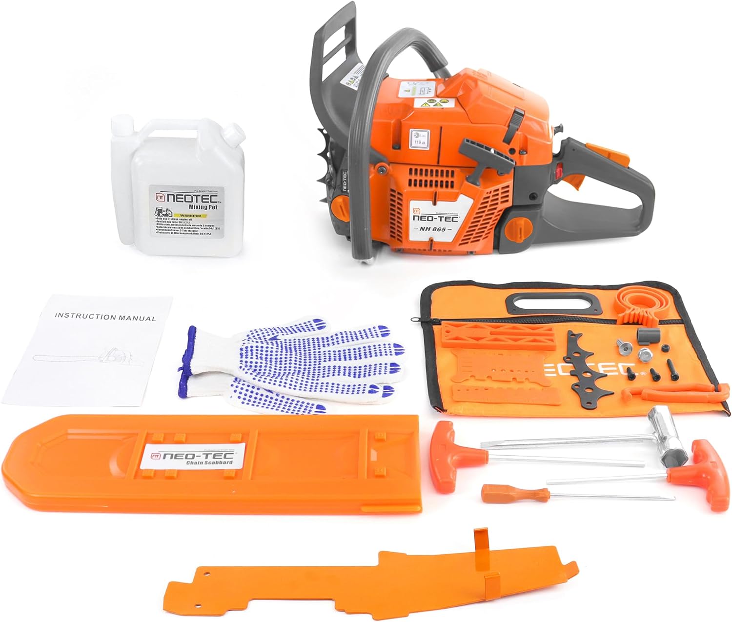 NEO-TEC New NH865 65cc Gas ChainSaw, Chain Saw with 24 Inch Advance Bar and Chain, 3.4KW 4.6HP Gasoline Chainsaw for Professional Wood Work (24 INCH)