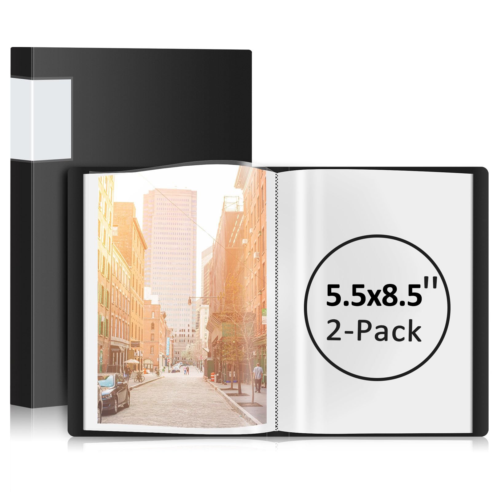 Small Binder with Sleeves, 5.5x8.5 Mini Binder with Sleeves - Presentation Books 5.5x8.5, 40-Pocket Displays 80 Half Size Pages or 5.5 x 8.5 Mini