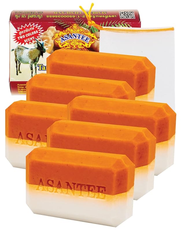 Sabonete herbal de tamarindo e leite de cabra ASANTEE, 125 g, pacote com 6