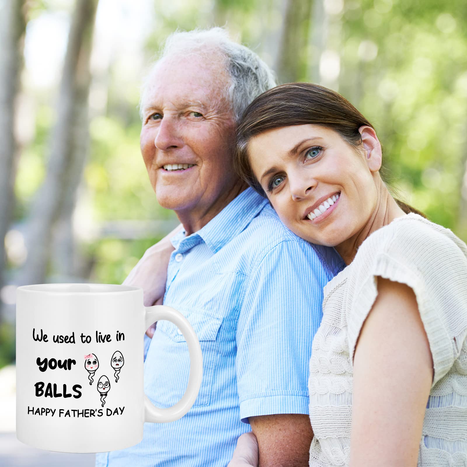 Funny "We Used To Live In Your Balls" Custom Mug For Dad - Personalized Father's Day Gift From Daughter Or Son, White Ceramic