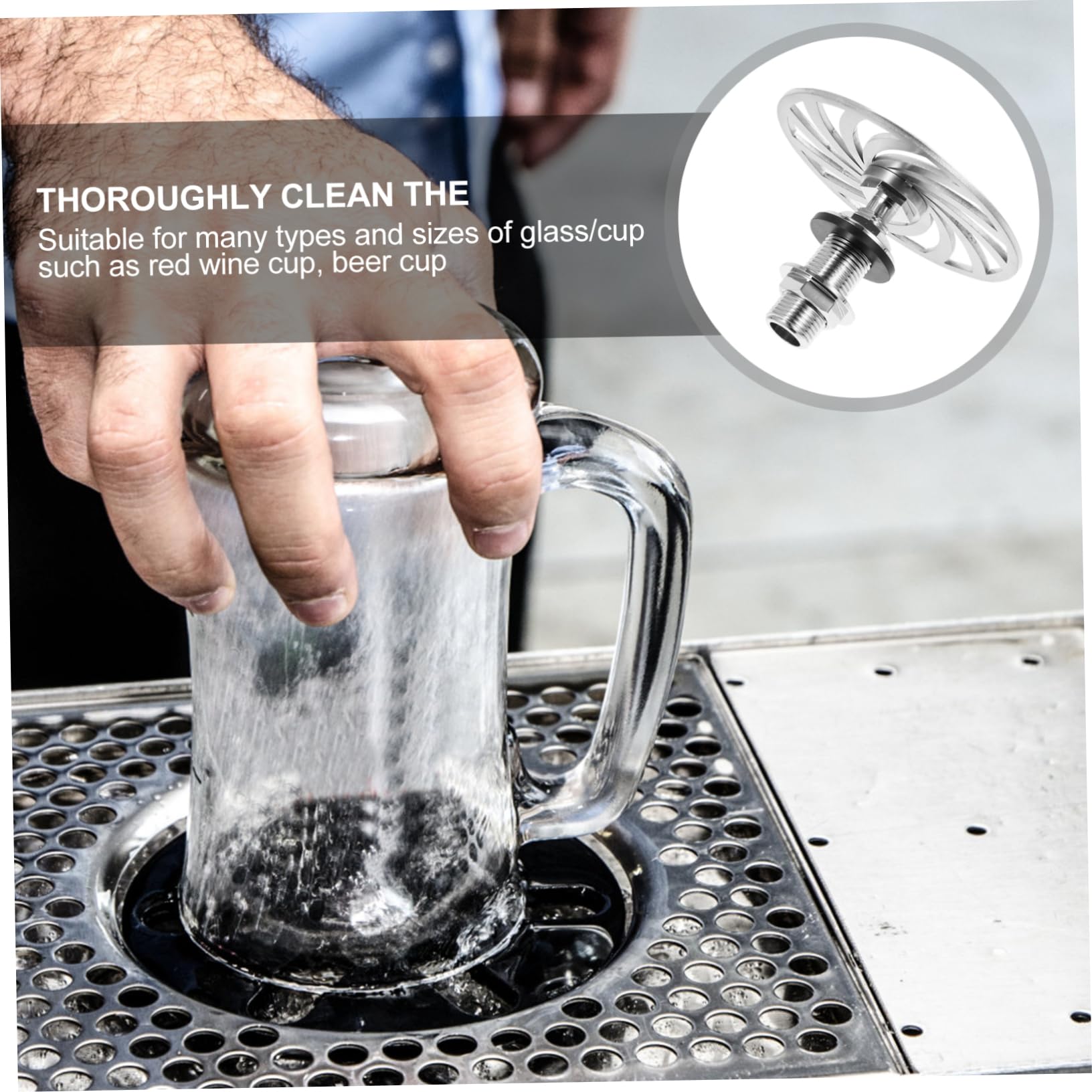 WOONEKY Enjuagadora De Vasos Inoxidable Lavavasos Automático Práctico Para Barra