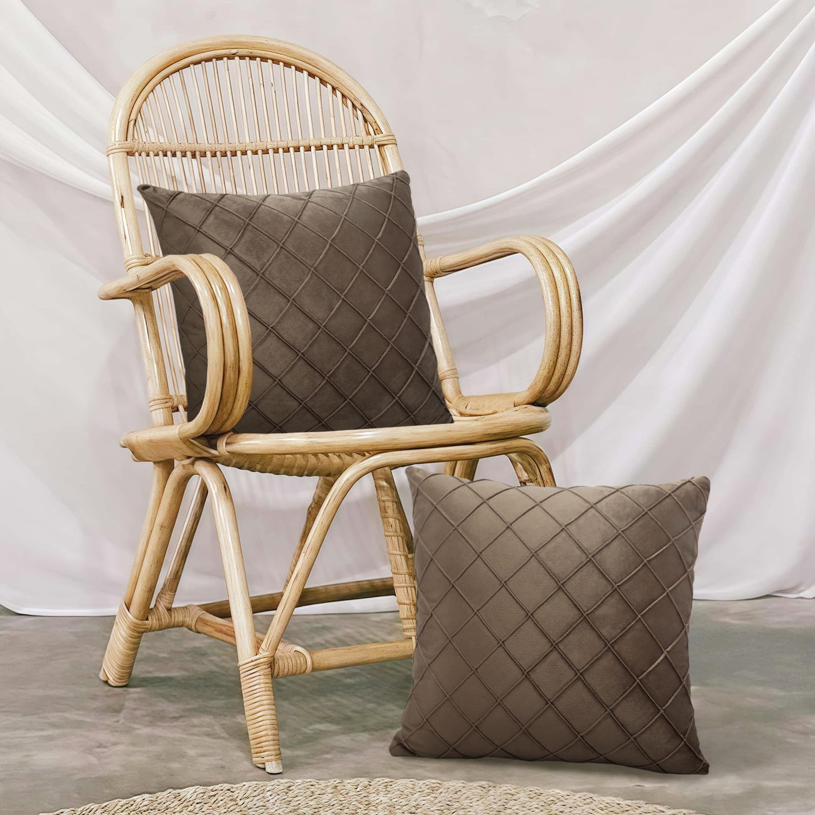 Betadistor Cushion Covers 45 x 45 set of 2 Brown Square Throw Pillow Case cushion covers 18" x 18" for Patio Garden Blench Living Room Sofa Farmhouse Decor