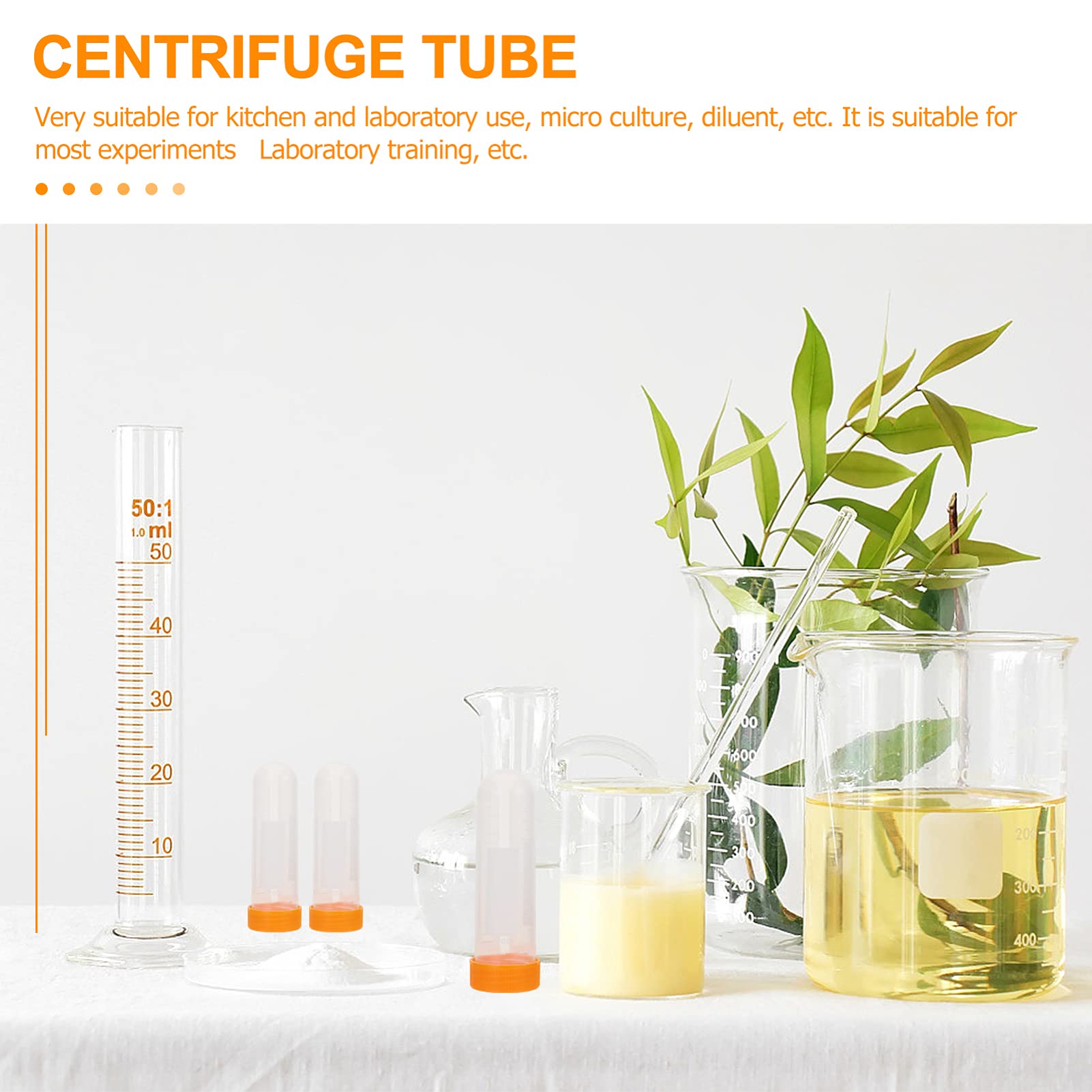 Provetta da laboratorio, tappi tubi di prova trasp 50 pezzi 50ml provette coniche for centrifuga provette in plastica tappi a vite fiala graduata trasparente contenitore for campioni di bottiglie for