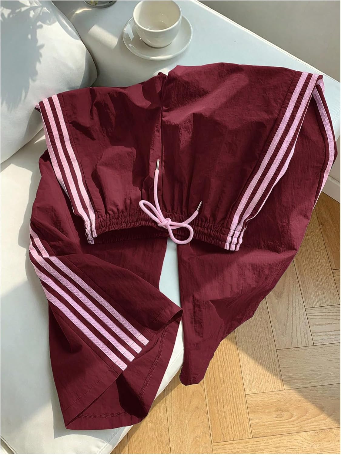 SOLY HUX Women's Y2k Striped Side Baggy Pants Drawstring Elastic Waist Wide Leg Track Pants Streetwear - Image 5