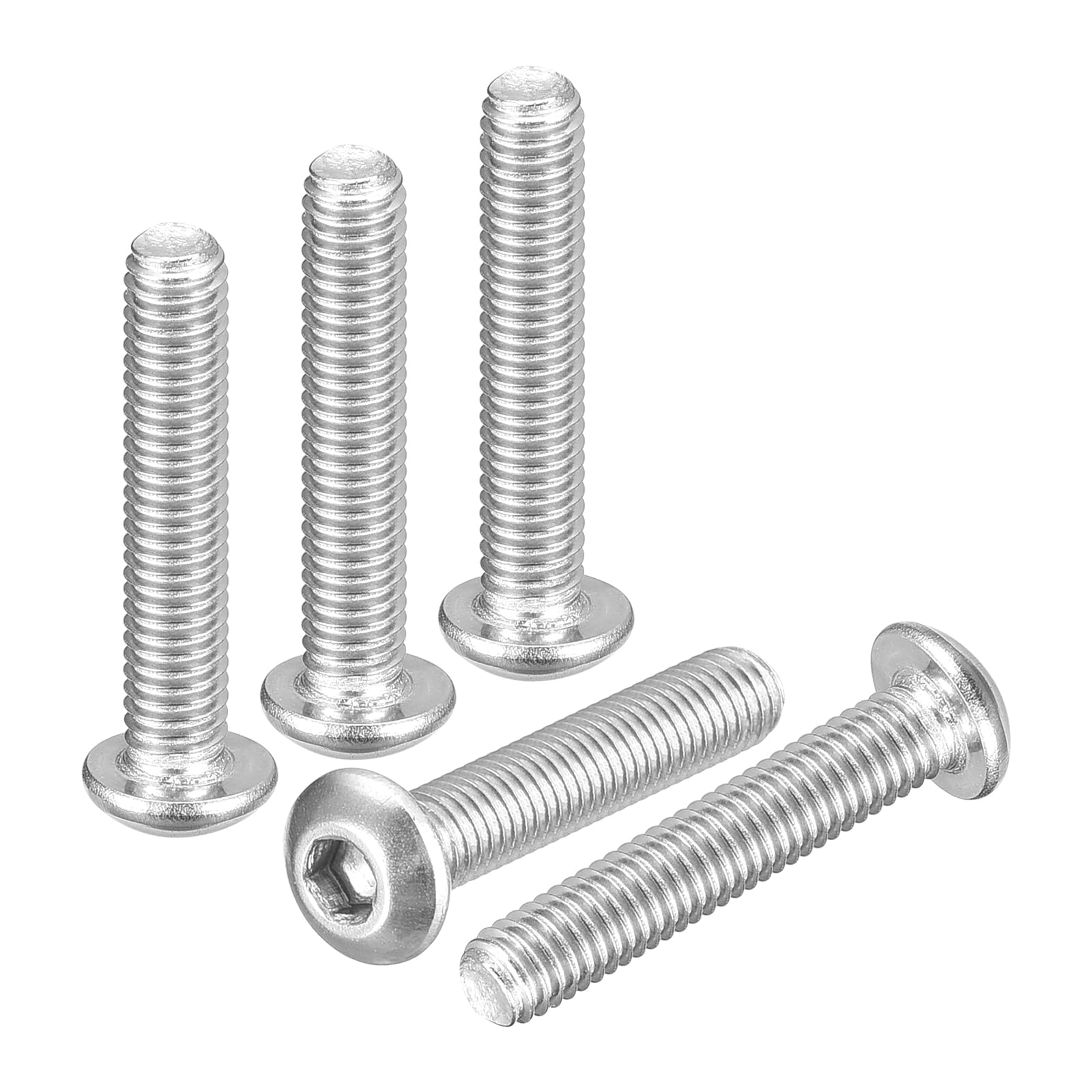 DTGN M3-0.5x16mm Button Head Socket Cap Screws - 60Pack - Good for Road Bicycle, Mountain Bike, Auto, Motorcycle - 304 Stainless Steel Whitewashed - Hex Socket Drive Fasteners