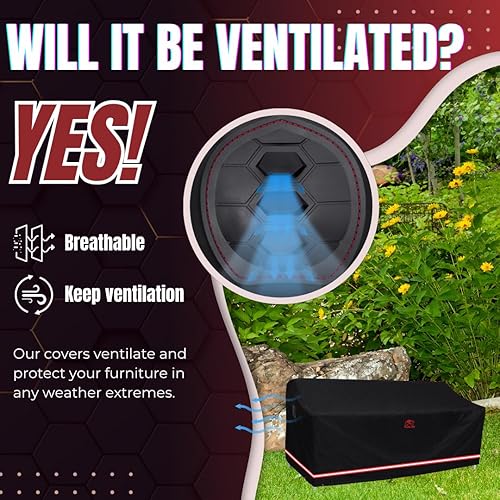 Miniatura 9 de Turtle Life Funda para sofá de patio, resistente a los rayos UV, resistente al agua, antidecoloración, con 2 rejillas de ventilación mejoradas y 2
