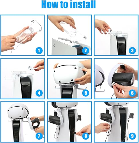 Miniatura 5 de ECHZOVE PS VR2 - Soporte de almacenamiento, PS VR2 con soportes para controladores PS VR2 y cable de carga magnético para controladores PS VR2, todo