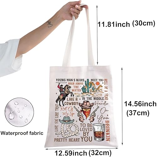 Miniatura 2 de BWWKTOP Western Cowboy Singer Tote Bag Country Music Gifts Country Concert Canvas Shoulder Bag Country Singer Merchandise