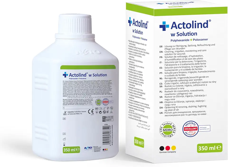 Actolind w Solution antiseptische Wundspüllösung – für die professionelle Wundversorgung | Medizinprodukt CE III | 350 ml