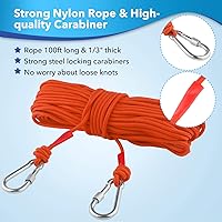 Vista 5 de Kit de pesca con imán de doble cara de 2600 libras con estuche, imán Dazakoot para pesca y búsqueda del tesoro, kit de pesca magnético premium