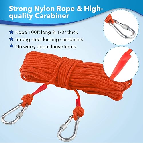 Miniatura 5 de Kit de pesca con imán de doble cara de 2600 libras con estuche, imán Dazakoot para pesca y búsqueda del tesoro, kit de pesca magnético premium con