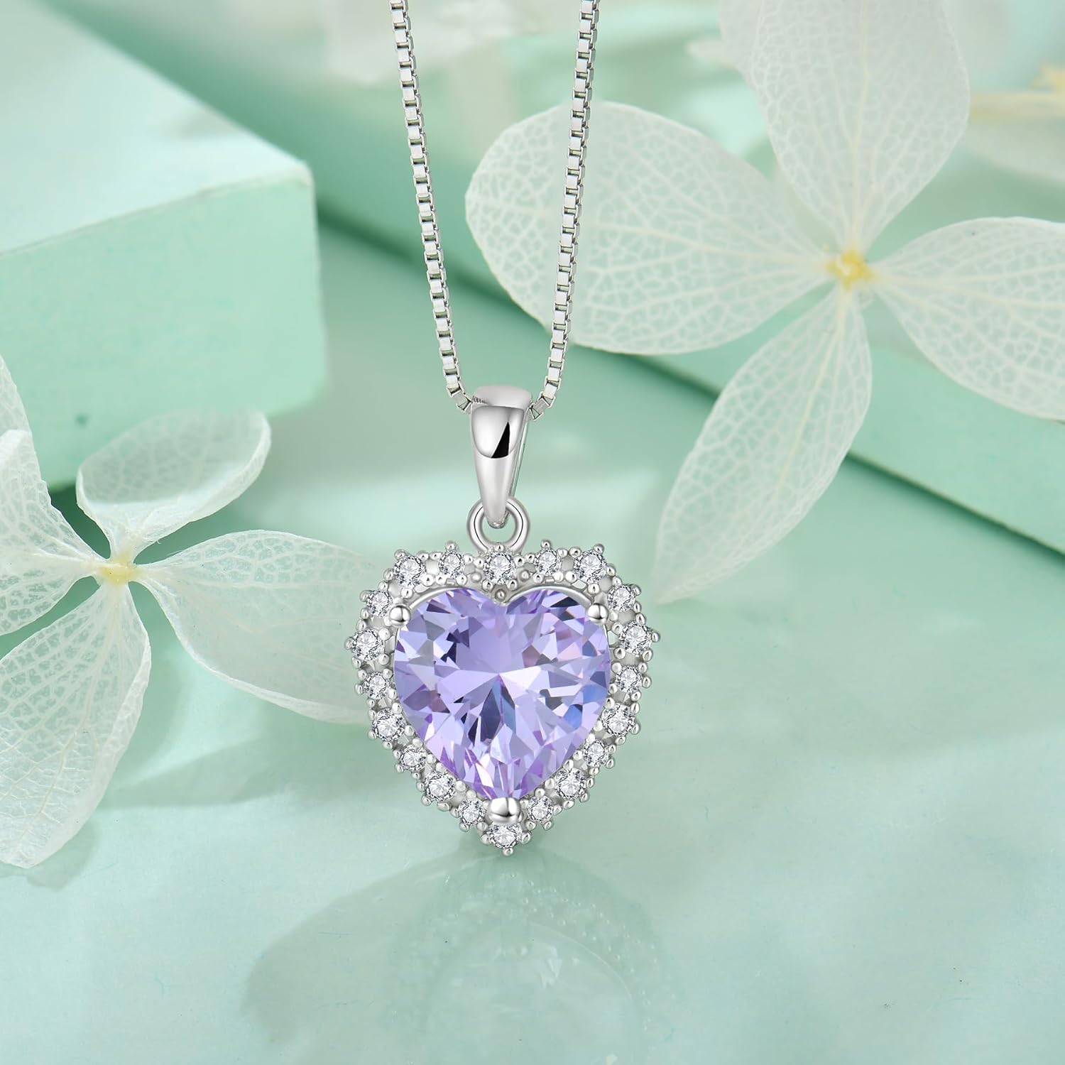 STARCHENIE Heart Birthstone Pendant Necklace 925 Sterling Silver Jewelry Gift for Women - Image 4