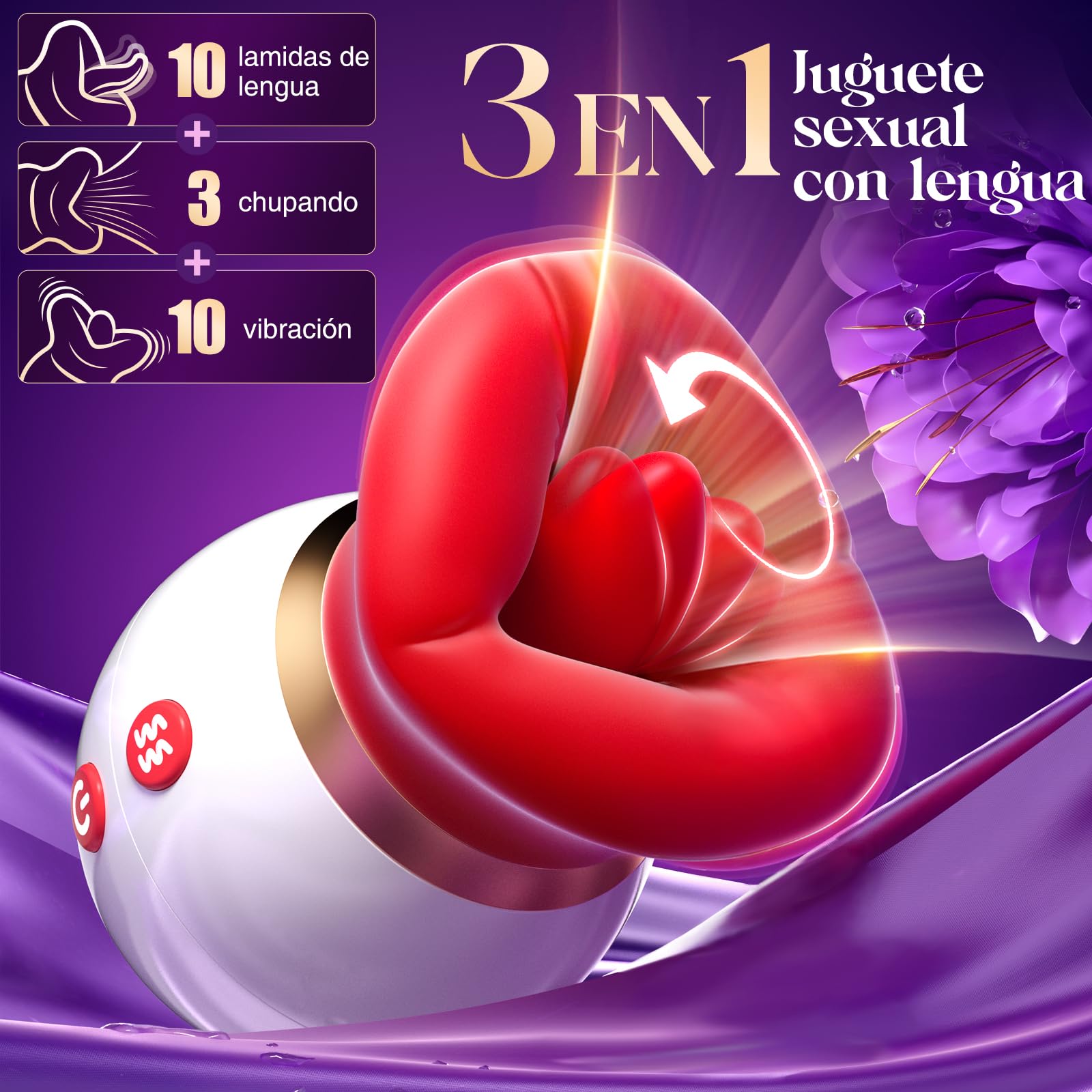 Vibradorador Mujer Juguetes Eróticos con APP, Succionador de Clítoris Femenino Vibrador con 3 modos de succión 10 lamidos de lengua, Juguetes Sexuales Giratorio 360° Vibradores Consoladores