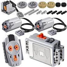 5-in-1 Motor Kit: Power Functions Technic Remote Control Set with Battery Box Engine Parts Motor Controller Steering Servo Motor Building Block Motor Gears Starter (5 in 1 Set)