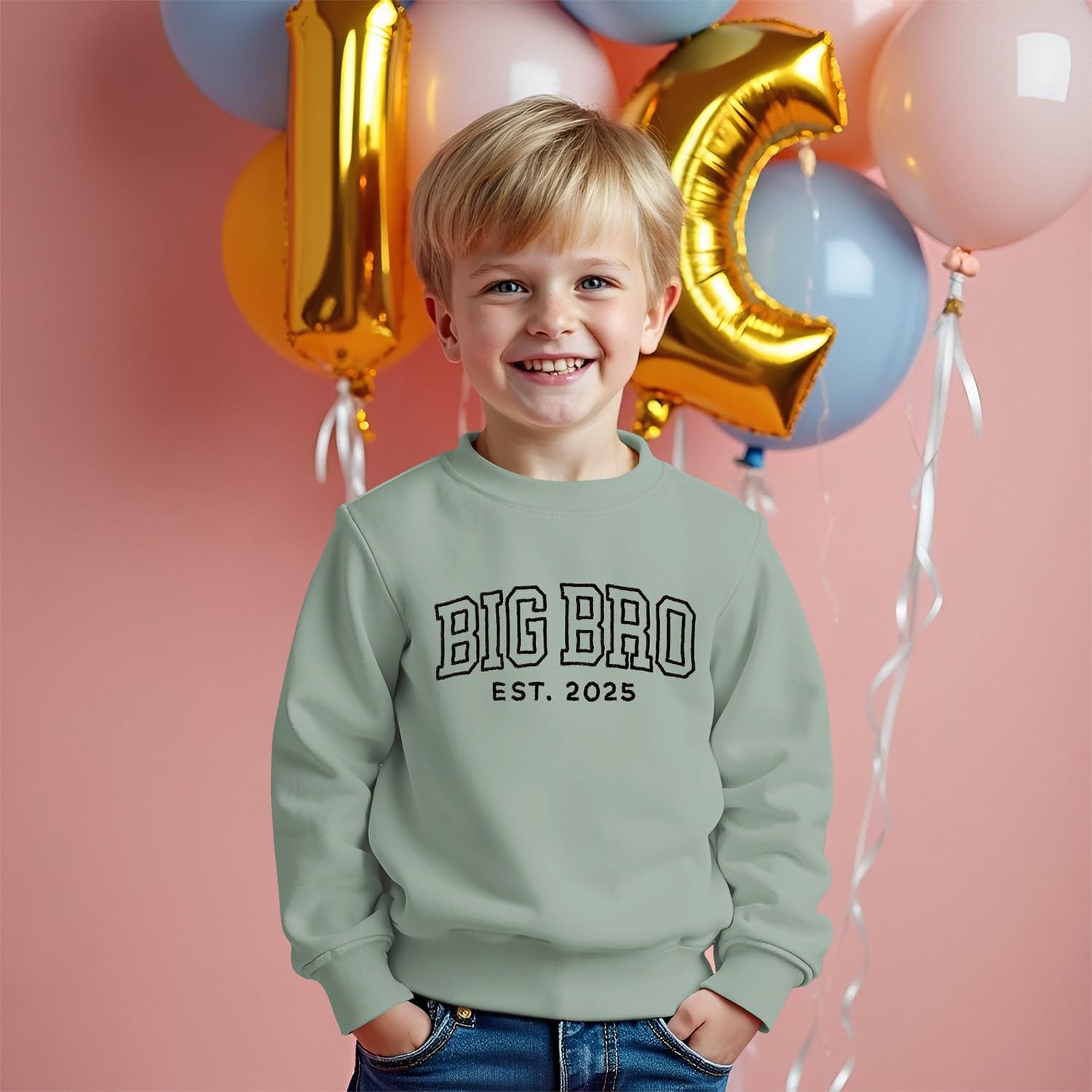 SOFEON Big Brother Sweatshirt Toddler Boy Embroidery Big Bro Est. 2025 Pullover Announcement Crewneck Long Sleeve Fall Tops - Image 2