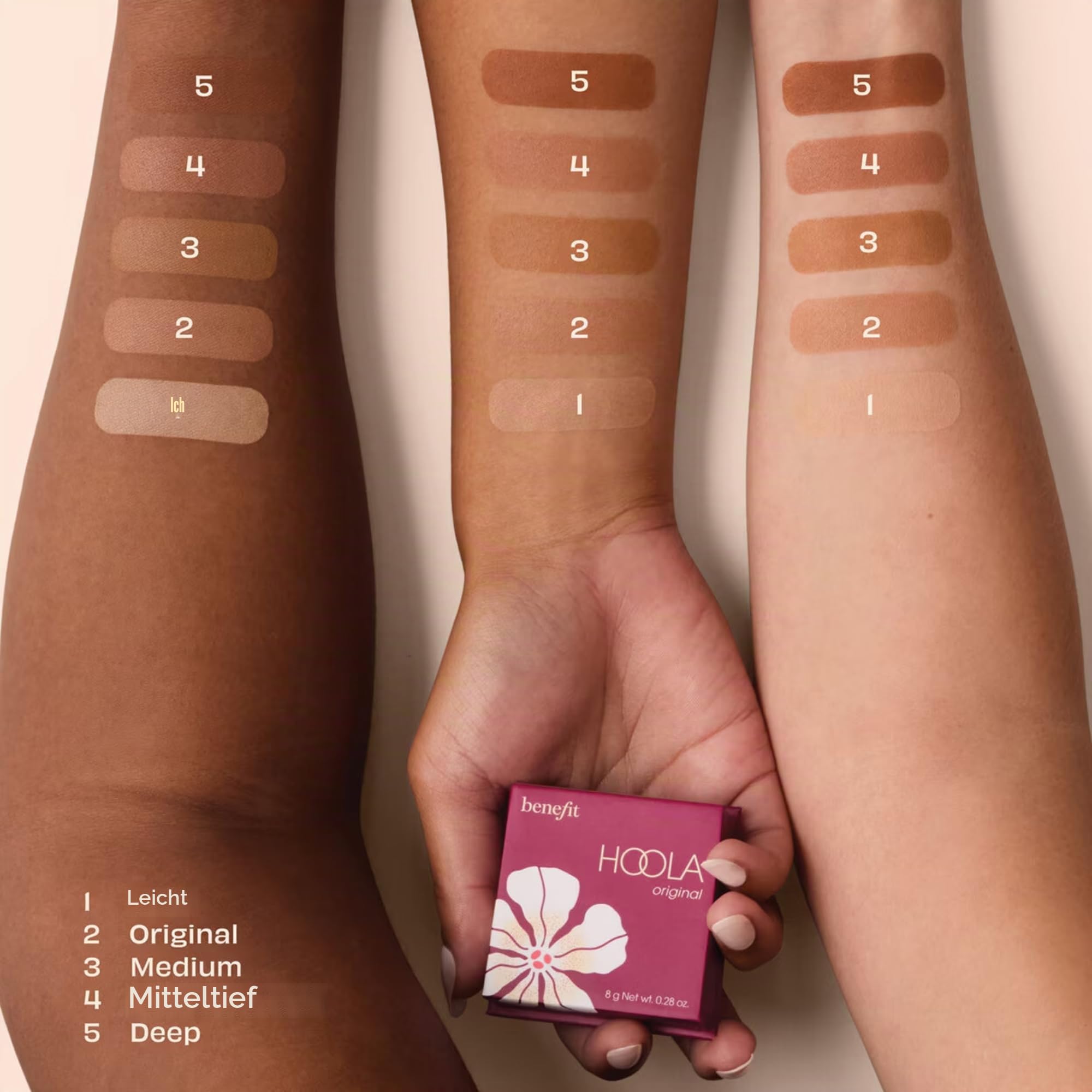Bronzefarben, Bronze-Puder. Benefit