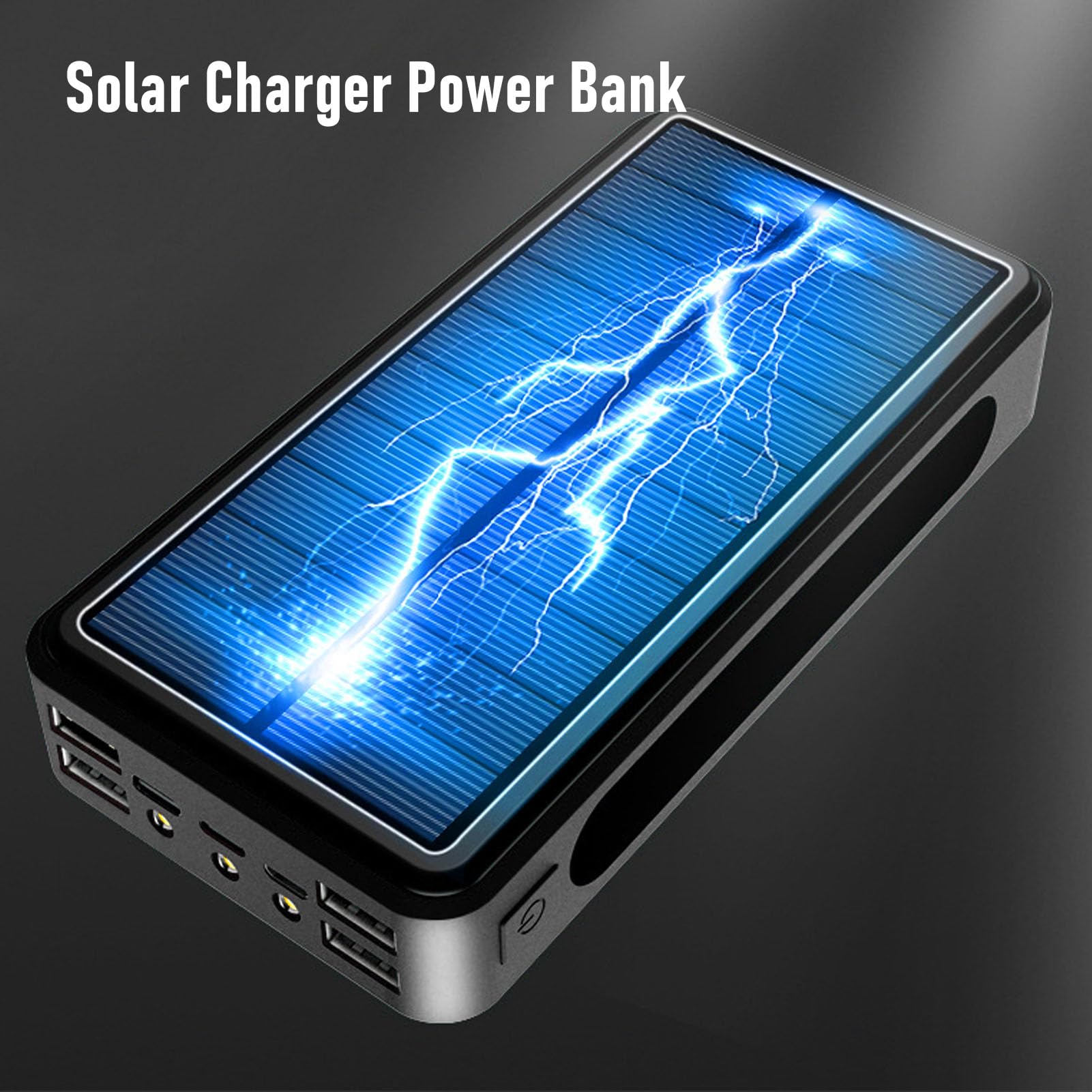 FTVOGUE Banque d'énergie Solaire, Chargeur Solaire ABS 10 000 MAh avec Entrée et Sortie USB C, Double Lampe de Poche, étanche IP67, étanche à la Poussière pour Le Camping en Plein Air, Les Voyages