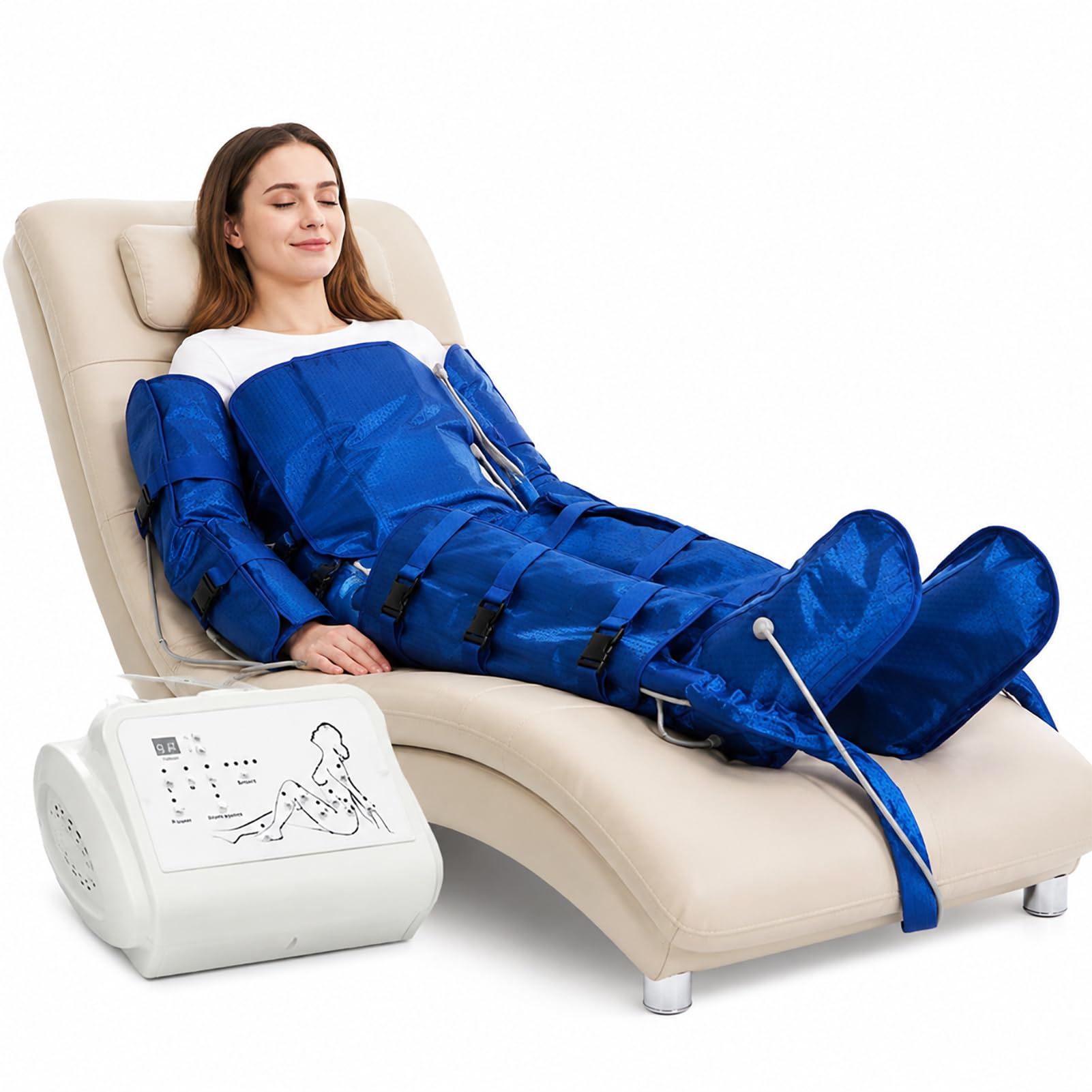 Botas Presoterapia Profesionales, Presoterapia Para Casa y Cuerpo Completo | Sistema Profesional de Compresión Neumática para Piernas y Cuerpo, con Drenaje Linfático, Masaje Ajustable y Uso en Casa Pro