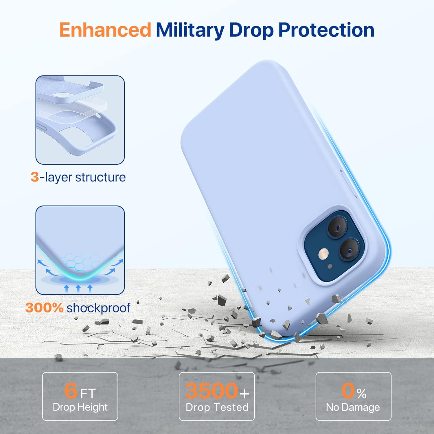Miracase Compatible with iPhone 12 Case and iPhone 12 Pro Case, Liquid Silicone Gel Rubber Full Body Protection Shockproof Drop Protection Phone Case for iPhone 12/12 Pro 6.1 inch, Clove Purple