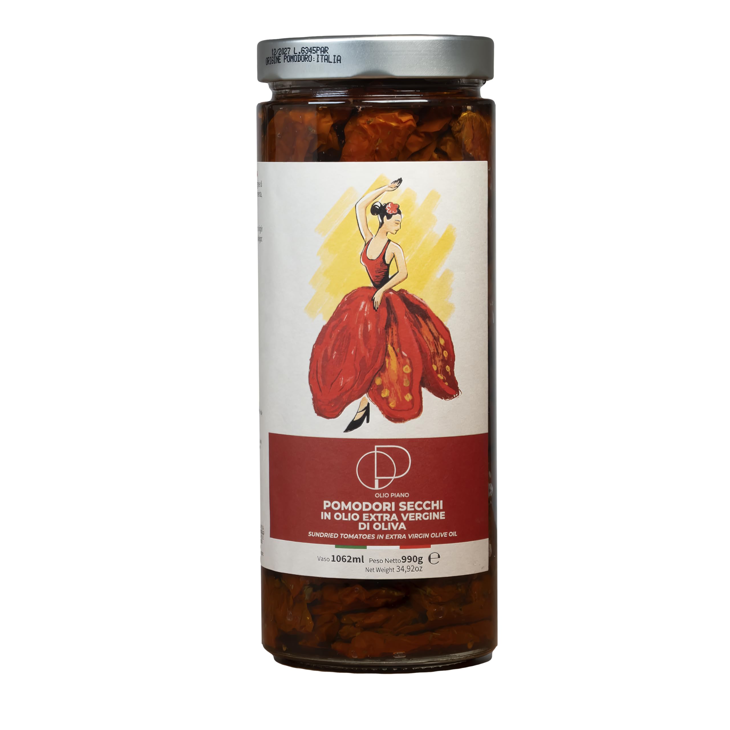 Agricola Piano - Tomates en Aceite | Tomates Secos en Aceite de Oliva Virgen Extra 1062 ml – 100% Italianos, Receta Antigua – Producción Artesanal