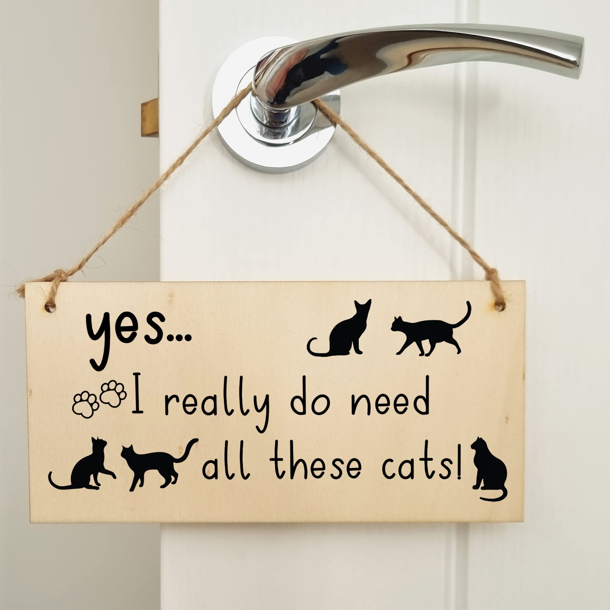 Targa da parete in legno fatta a mano, con scritta I Really Do Need All These Cats Funny Sign Pet Lover Cat Mum Dad
