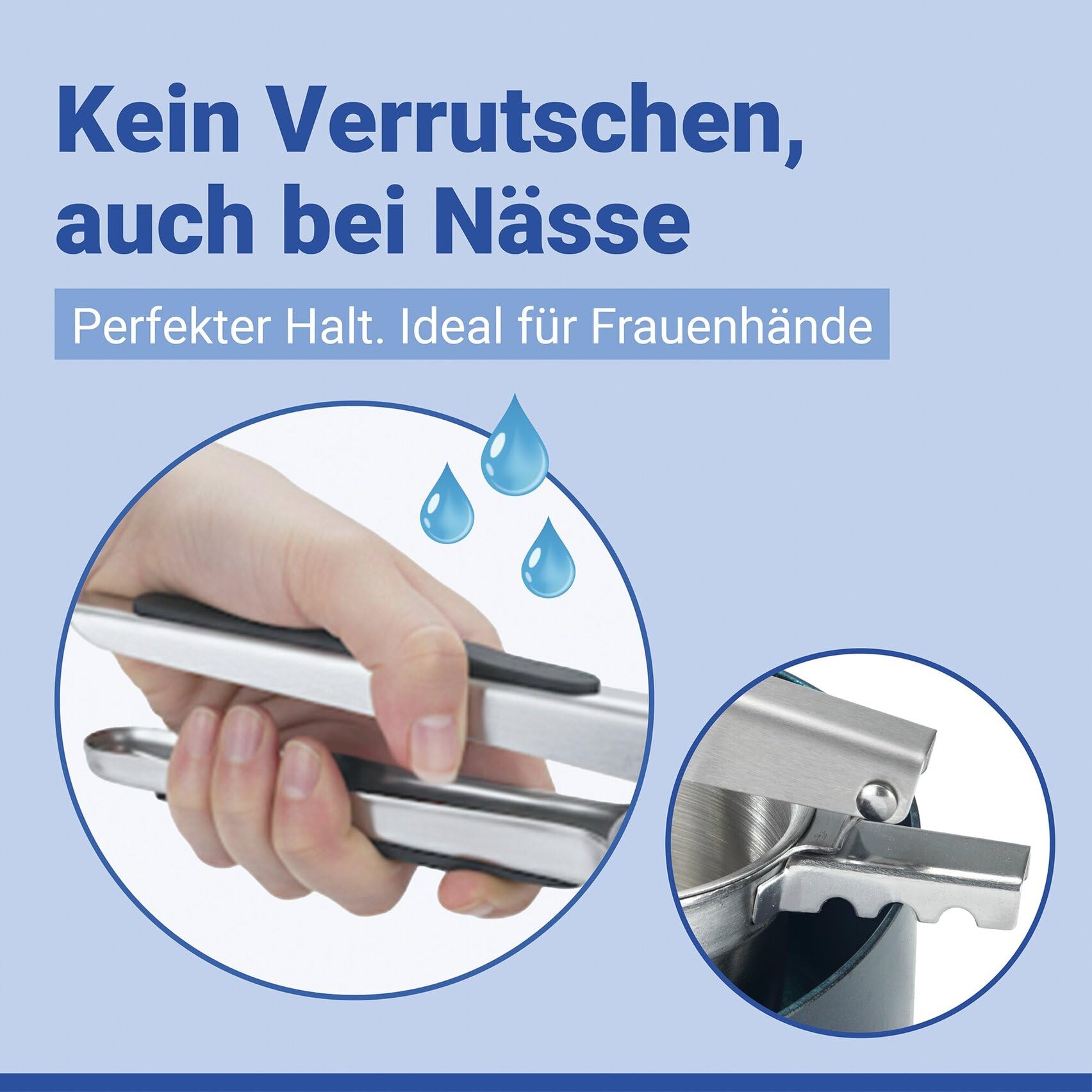 Multi-Presse XL aus Edelstahl, große Kartoffelpresse und Küchenpresse mit 4 Einsätzen, 330 ml Volumen, rutschfeste Silikon-Griffe, spülmaschinengeeignet