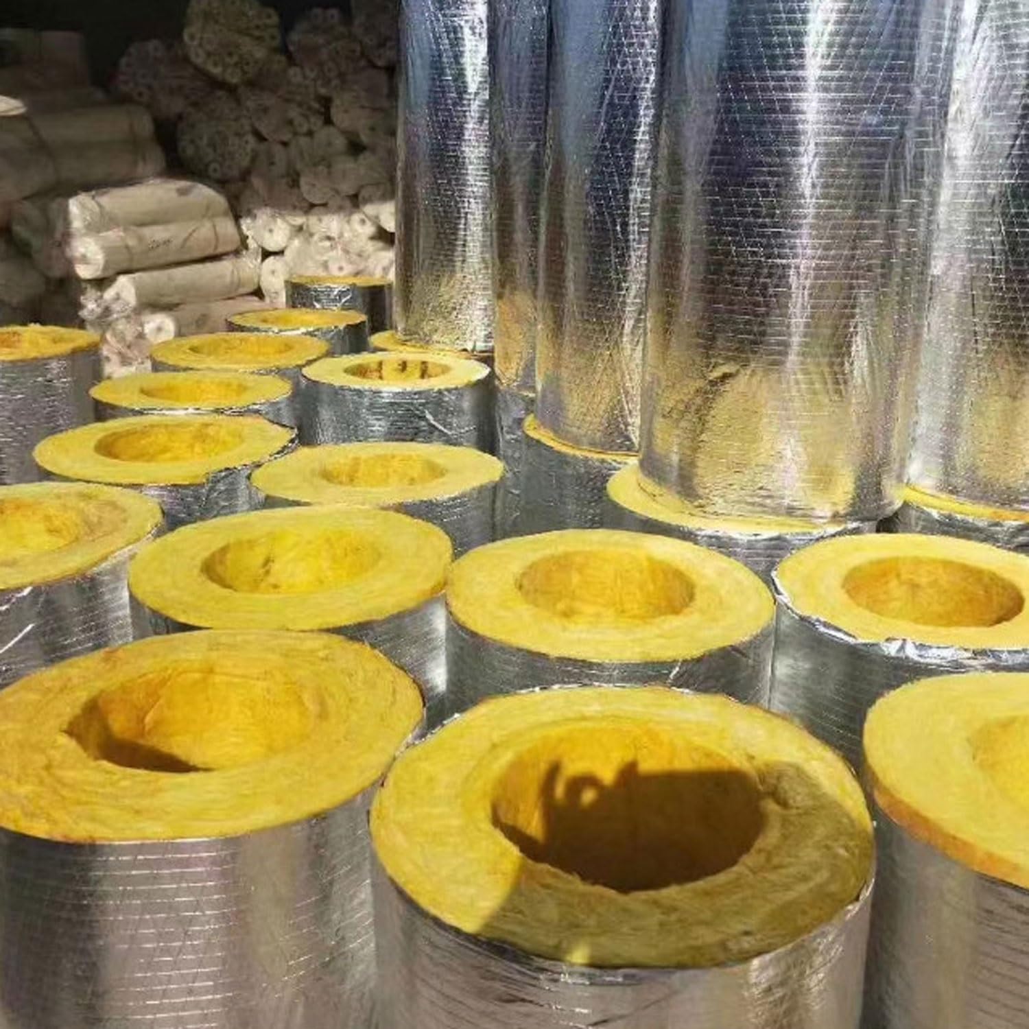 Guaina isolante in lana di vetro Tubo isolante Con foglio di alluminio | Facile da installare Resistente alle alte temperature Isolamento delle tubazioni del vapore(ID 108mm/T 30mm)