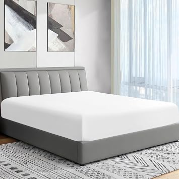 SKY BEDDINGS Cot Fitted Sheet 28 x 75, Premium 1800 Ultra-Soft White