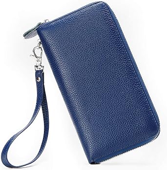 Moflycom Womens Wallet RFID Blocking Genuine Leather Zip Clutch Wristlet